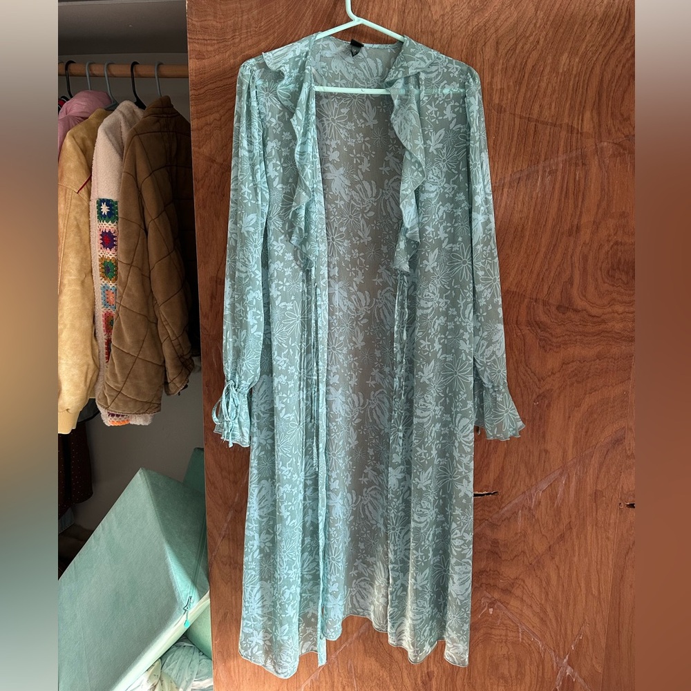 Wild Fable Sheer Floral Robe - Light Green